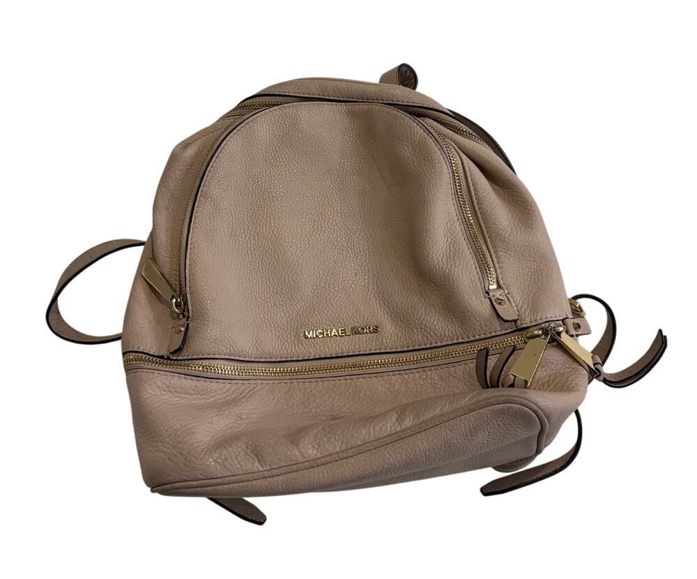 Michael Kors Rhea Zip Pebbled Leather Backpack Light Pink